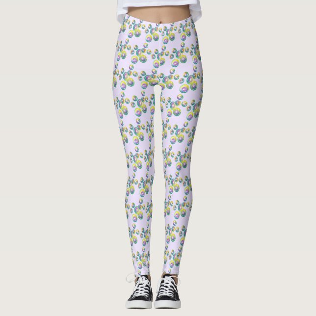 Blodbeklädnad Lila av regnbåge, soap Bubbles Leggings (Framsida)