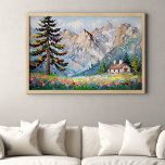 Blodbild för brant målning poster<br><div class="desc">2:3-förhållande. För in naturens skönhet inomhus med denna livliga målning av en bergskabin omgiven av vilda blommor. Den här fantastiska väggkonsten poster vildmarkens fridhet,  perfekt för att lägga till stänk i färg och lugn i hemmet eller på kontoret.</div>