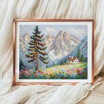 Blodbild för brant målning poster<br><div class="desc">4:5-förhållande. För in naturens skönhet inomhus med denna livliga målning av en bergskabin omgiven av vilda blommor. Den här fantastiska väggkonsten poster vildmarkens fridhet,  perfekt för att lägga till stänk i färg och lugn i hemmet eller på kontoret.</div>