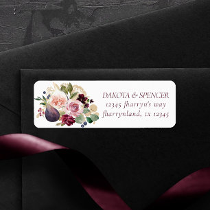 Blodbilder Blommar för Moody Elegant av frukt oc Returadress Etikett