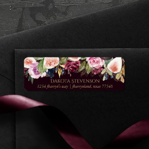 Blodbilder Blommar för Moody Elegant av frukt oc Returadress Etikett