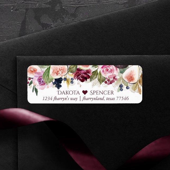 Blodbilder | Moody Blommigt och Adress i hjärtat Returadress Etikett (Skapare uppladdad)