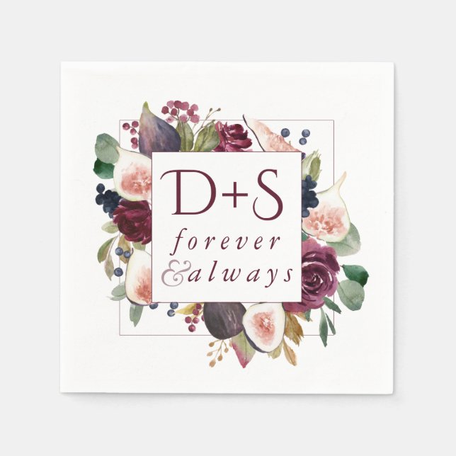 Blodbilder | Moody Rustik Monogram andedräkt Pappersservett (Framsidan)