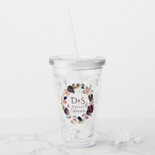 Blodbilder | Moody Rustik Monogram andedräkt Take Away Mugg (Framsida Ice)