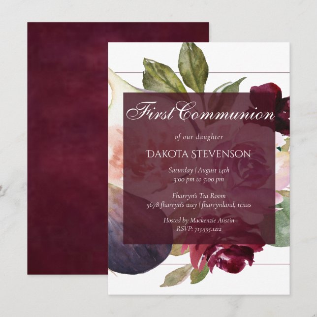 Blodbilder | Rustic Fruit Blommars Communion Inbjudningar (Fram/baksida)