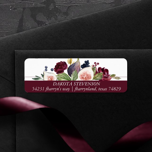 Blodbilder | Rustik Blommar av frukt Moody Adress Returadress Etikett (Skapare uppladdad)