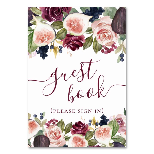 Blodbilder | Rustik Elegant Blommigt för vattenfär Bordsnummer (Framsidan)