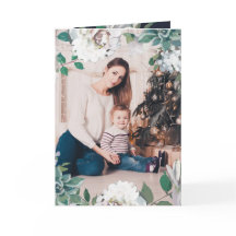 Blodblått blått jullefoto-kort i Blommigt