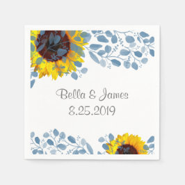 Blodblått Pappra blöjor från botaniska solrosor Pappersservett