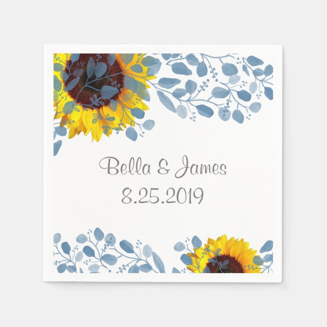 Blodblått Pappra blöjor från botaniska solrosor Pappersservett (Framsidan)