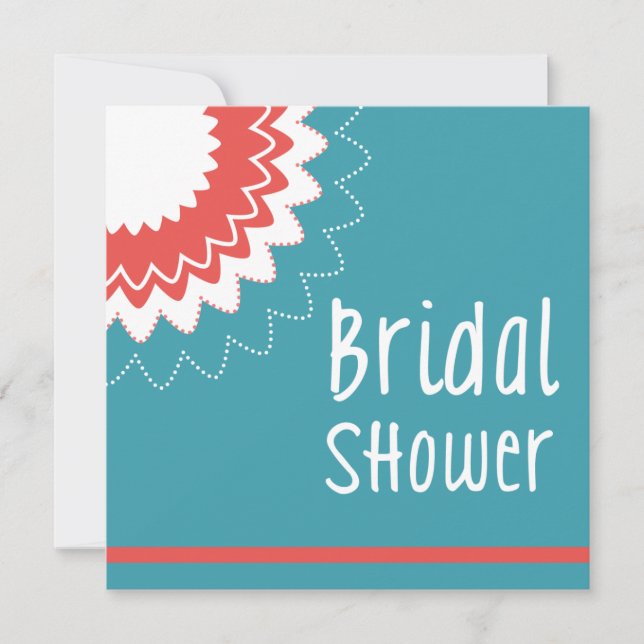 Blodblomma - blå och korall inbjudningar (Framsida)