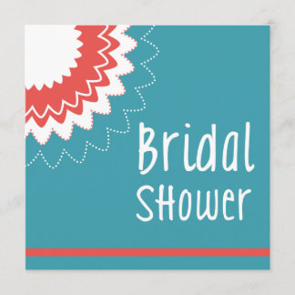 Blodblomma - blå och korall inbjudningar