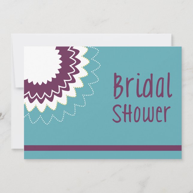 Blodblomma - Lila och Grönt Inbjudningar (Framsida)