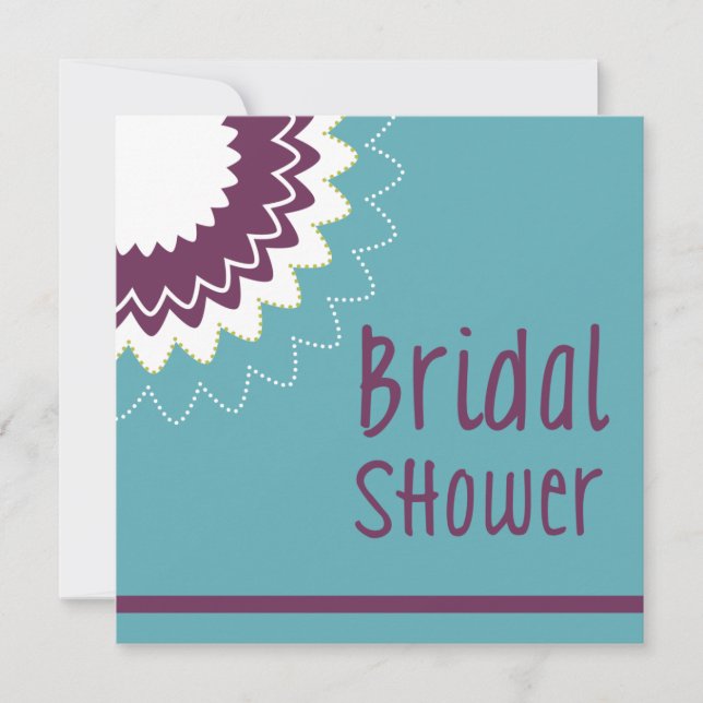 Blodblomma - Lila och Grönt Inbjudningar (Framsida)