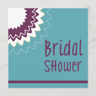 Blodblomma - Lila och Grönt Inbjudningar