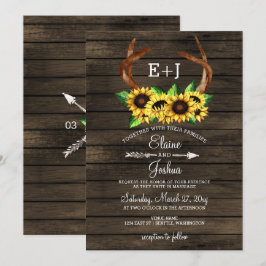 Blodblommor Antlers Land Chic Bröllop Inbjudningar
