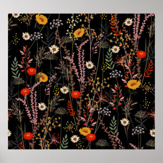 Blodblommor Hand plockade Poster