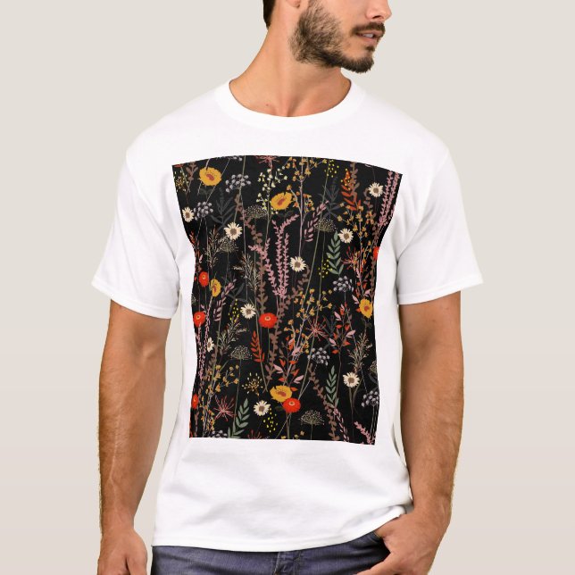 Blodblommor Hand plockade T Shirt (Framsida)