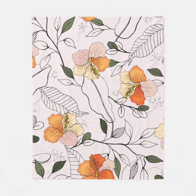 Blodblommor. Realistiskt isolerat, sömlöst flöde Fleecefilt (Framsidan)