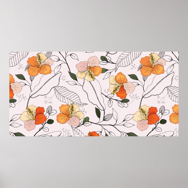 Blodblommor. Realistiskt isolerat, sömlöst flöde Poster (Framsidan)