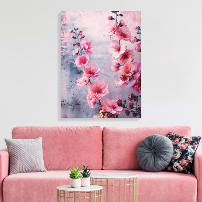 Blodblomning Rosa Flowers Canvastryck (Insitu (Vardagsrum))