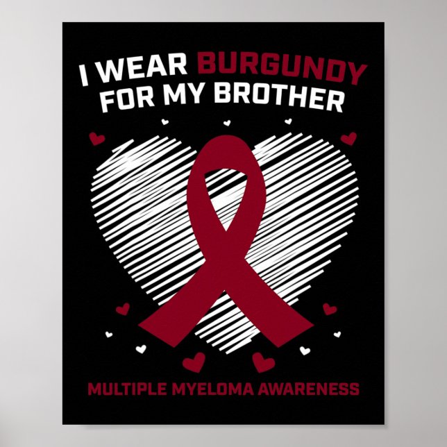 Blodcancer Burgundy Bror Multipel Myelom Medvetenh Poster (Framsidan)