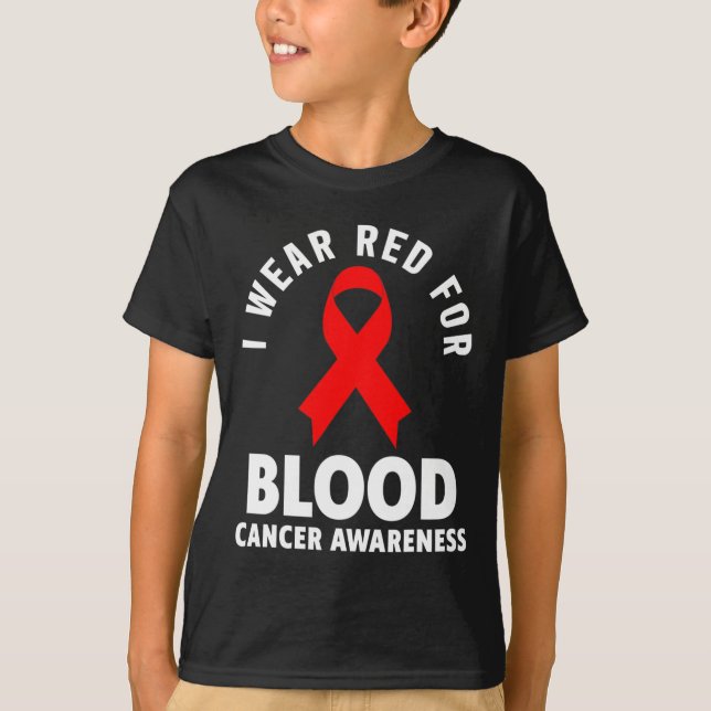 Blodcancer - I Bära Red for Blood Cancer Awaren T Shirt (Framsida)