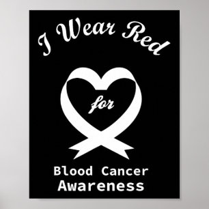 Blodcancer Medvetande Rött Band Stöd Poster