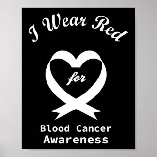 Blodcancer Medvetande Rött Band Stöd Poster