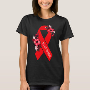 Blodcancer Medvetenhet Blommig Röd Band Blod Kan T Shirt