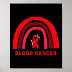 Blodcancer Medvetenhet Blommig Röd Band Cute Regn Poster