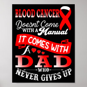 Blodcancer Medvetenhet Röd Band Pappa Fader Stöd Poster