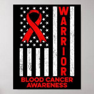 Blodcancer Medvetenhet Warrior Amerikansk Flagga R Poster