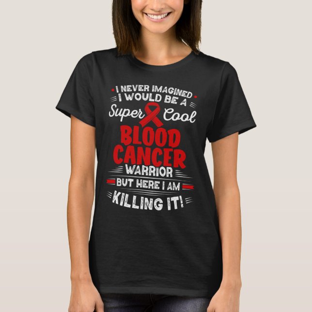 Blodcancer, stressad USA flagga Red Ribbon Fight B T Shirt (Framsida)