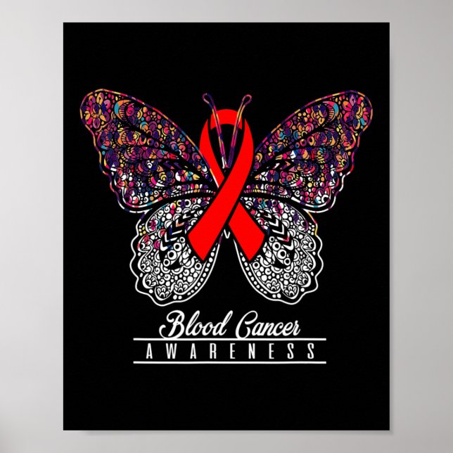 Blodcancermedvetande Butterfly Älskare Gifts 2 Poster (Framsidan)