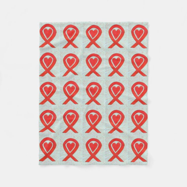 Blodcancermedvetande Röda band Chemo Blanket Fleecefilt (Framsidan)