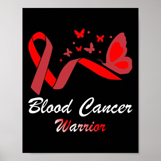 Blodcancermedvetandegörande Butterfly Red Ribbon S Poster (Framsidan)