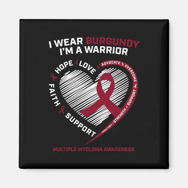 Blodcancermedvetenhet Burgundy Många Myeloma W Magnet (Framsidan)