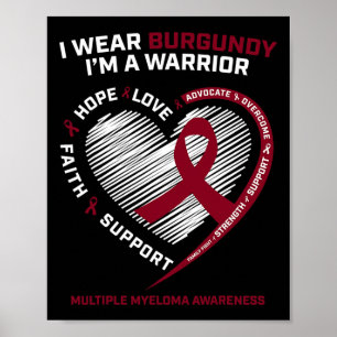 Blodcancermedvetenhet Burgundy Många Myeloma W Poster