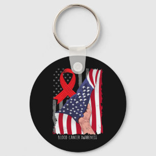 Blodcancermedvetenhet Vintage American Flagga Red Nyckelring