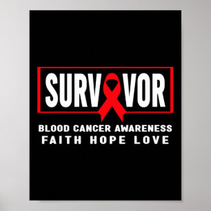 Blodcanceröverlevare - Rött band blodcancer medvet Poster