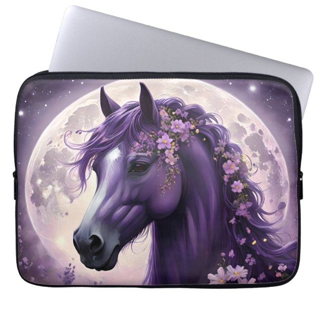 "Bloddrömmar: Den Lila Blommigten Fantasy Horse" Laptop Fodral (Framsidan)