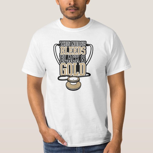 "Blöder denna sjuksköterska den svart- & guld" Tee Shirt (Framsida)