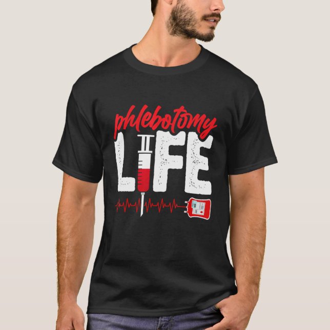 Blodet Bag Phlebotomi Life Phlebotomist Manar Kvin T Shirt (Framsida)