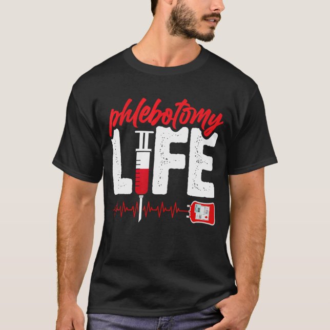 Blodet Bag Phlebotomi Life Phlebotomist Manar Kvin T Shirt (Framsida)