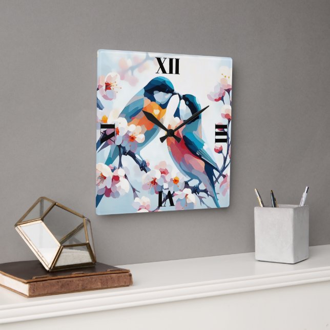 Blodfåglar Fyrkantig Klocka (Kontor)