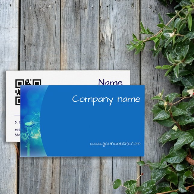 Blodfotografi QR azure blue-Affärskort Visitkort (Blowball photography QR azure blue Business Card.)