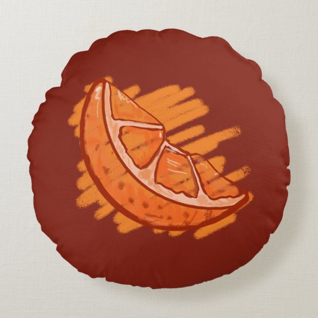 Blodgåvor av frukt, Mönster, Orange Rund Kudde (Framsidan)