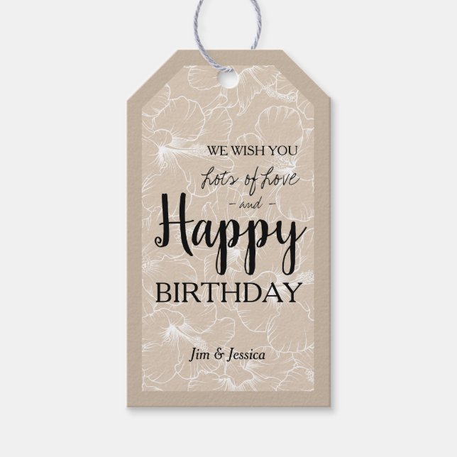 Blodgivning Hibiscus Blommigt Märkre  med skiss av Presentetikett (Framsidan)