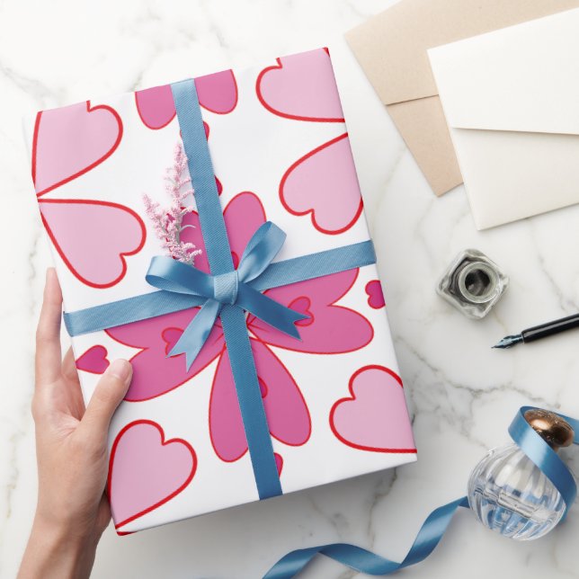 Blodhjärtor, blommande Rosor, vit bk Presentpapper (Gifting)